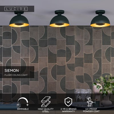 Lucide SIEMON - Flush ceiling light - Ø 25 cm - 1xE27 - Green